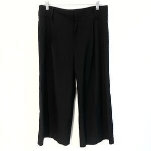 NEW Ann Taylor High Rise Wide Leg Crop Pleated Pants Solid Black Size 8